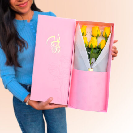 Caja de 6 Rosas Amarillas
